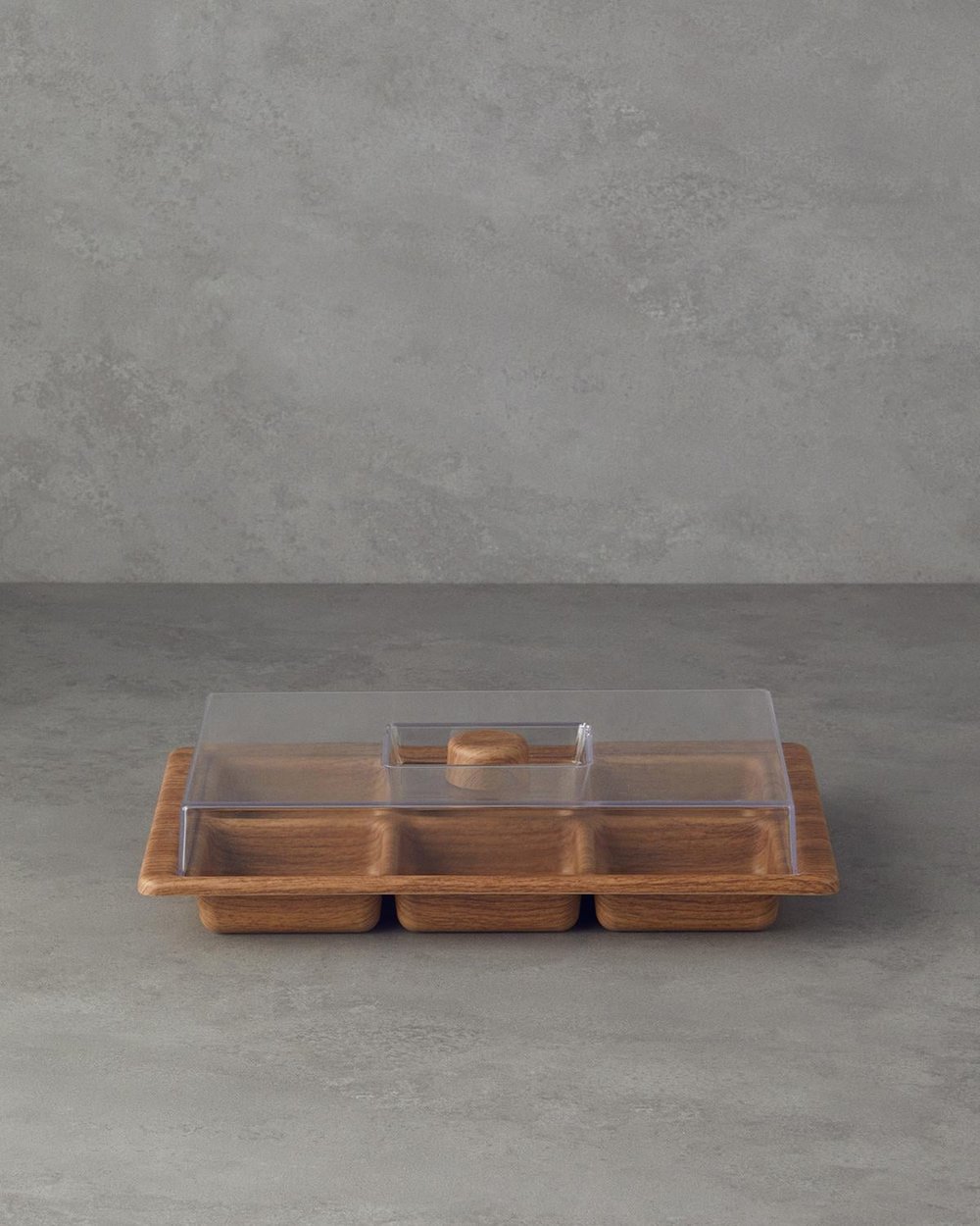 Lunch box cu 6 compartimente, Alita, plastic, 35,5x23,5 cm, maro deschis