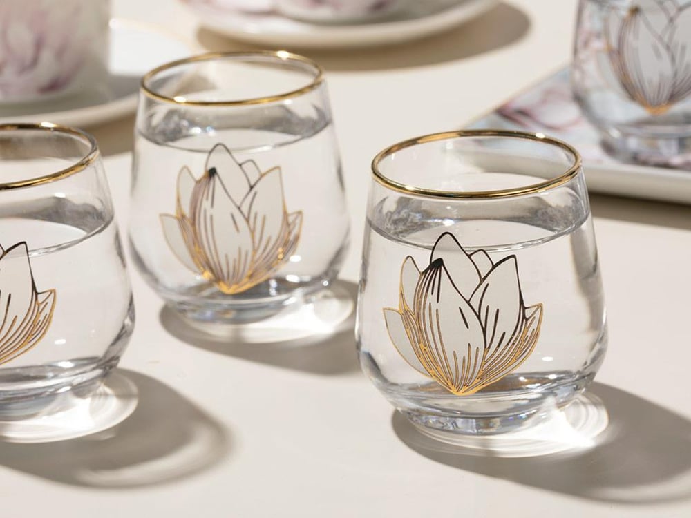 Magnolia Glass 6 Set Served with Coffee Water Glass 115 ml Transparent