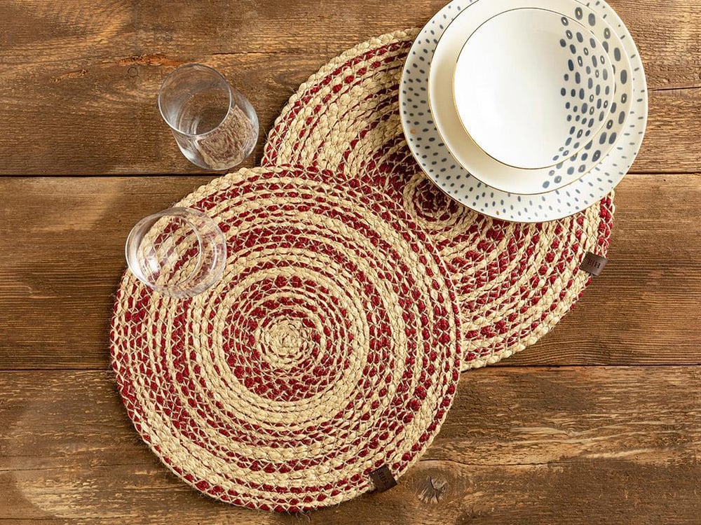 Marsia Jute 2 Set Place Mat 35 cm Red