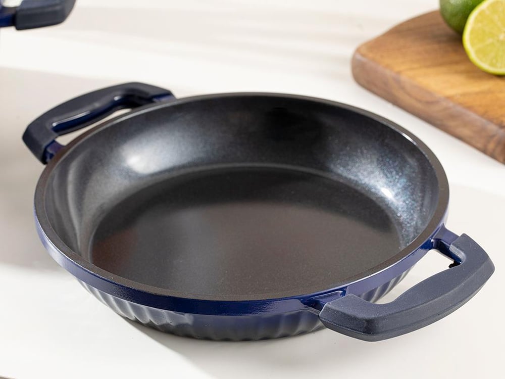 Master Cast Aluminum Casting Shallow Frying Pan 22 cm Dark Blue