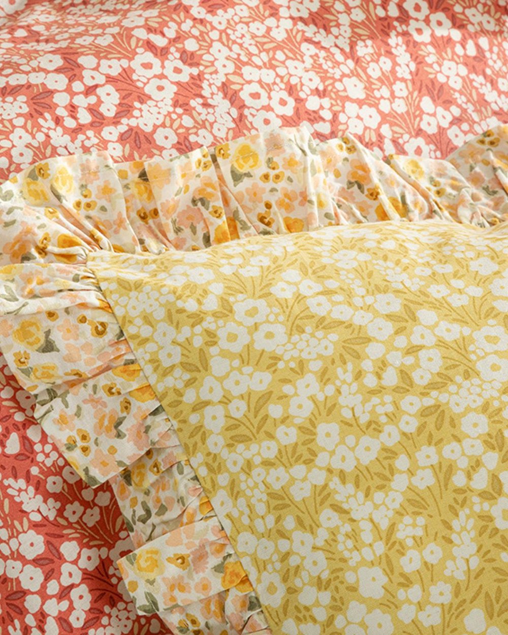 Midsummer Blossom Cu Bumbac King Size Set Lenjerie De Pat 240x220 cm Galben
