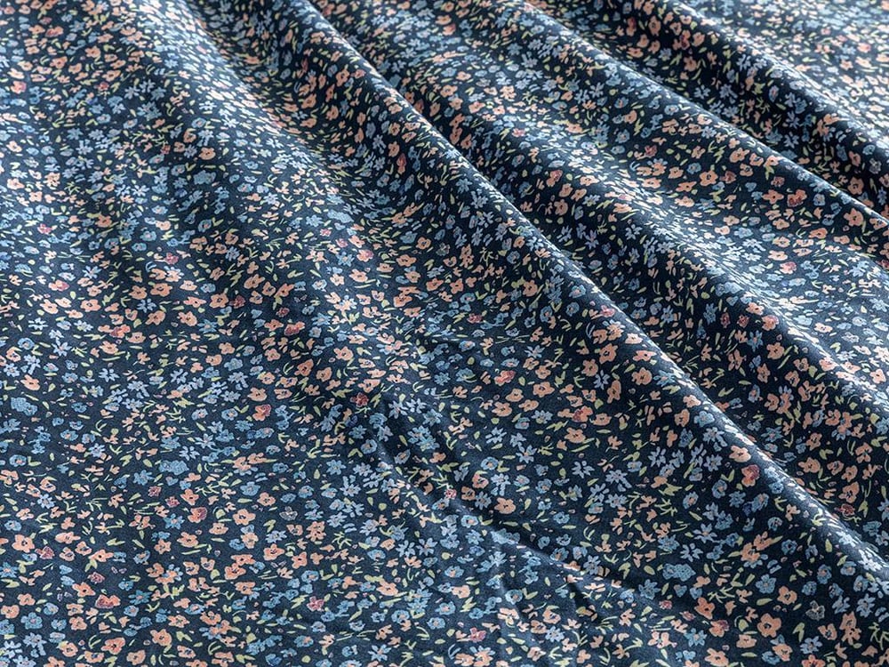 Millefleur Cu Bumbac Single Set Lenjerie De Pat 160x220 cm Bleumarin