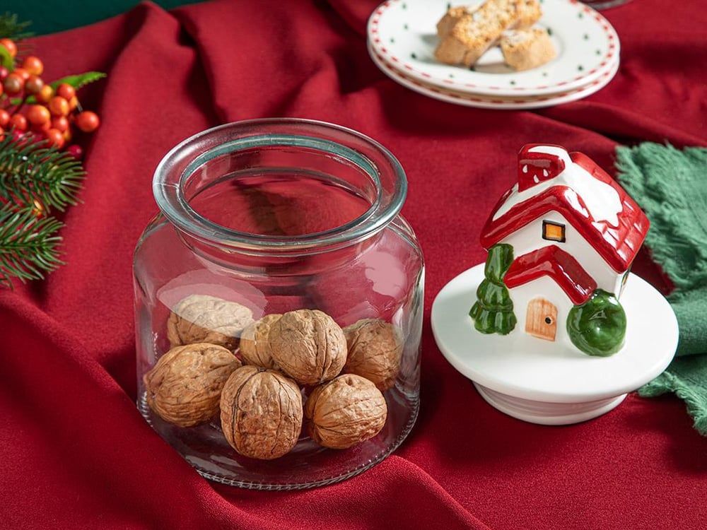 Mini Home Glass Jar 600 ml Red
