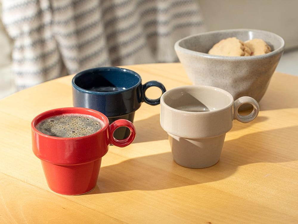 Misteri Silicone 3 Set Espresso Glass 105 ml Cream - Blue - Red