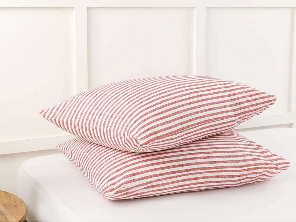 Modern Stripe Kombin Cu Bumbac Cu 2 Piese Față De Pernă 50x70 cm Roșu