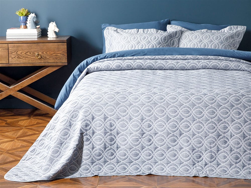 Morris  Cover Persoană dublă  SET CUVERTURĂ DE PAT 250x260 cm Albastru inchis