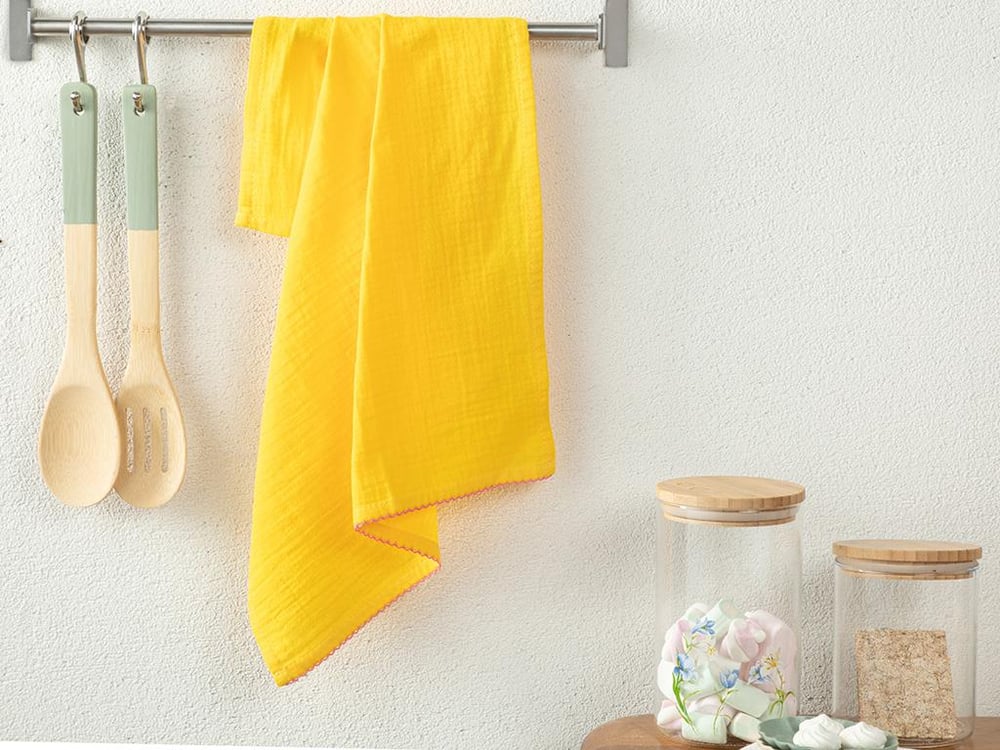 Müslin Cotton Crocheted Drying Cloth 40x60 cm Yellow