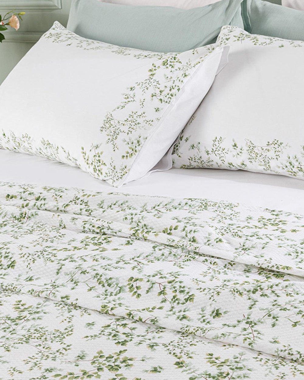 Natur Cu İmprimeu Pentru O Persoana Set Cuvertură 150*220 Cm Verde.