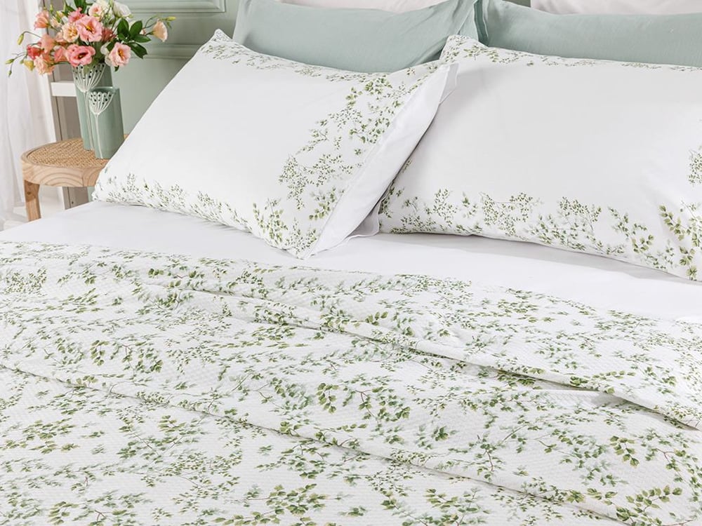 Natur Imprimat Double Set Pătură De Vară 200x220 cm Verde