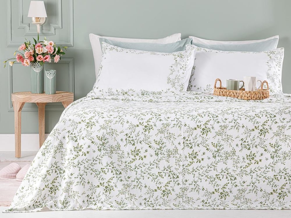 Natur Imprimat Double Set Pătură De Vară 200x220 cm Verde