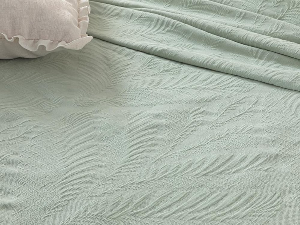 Nervure  Jacquard În Relief King Size Set Cuvertură De Pat 260*280 Cm verde mentă
