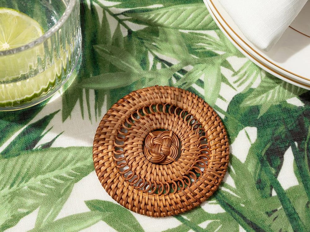 Nude Rattan Coaster 10 cm Light Brown.