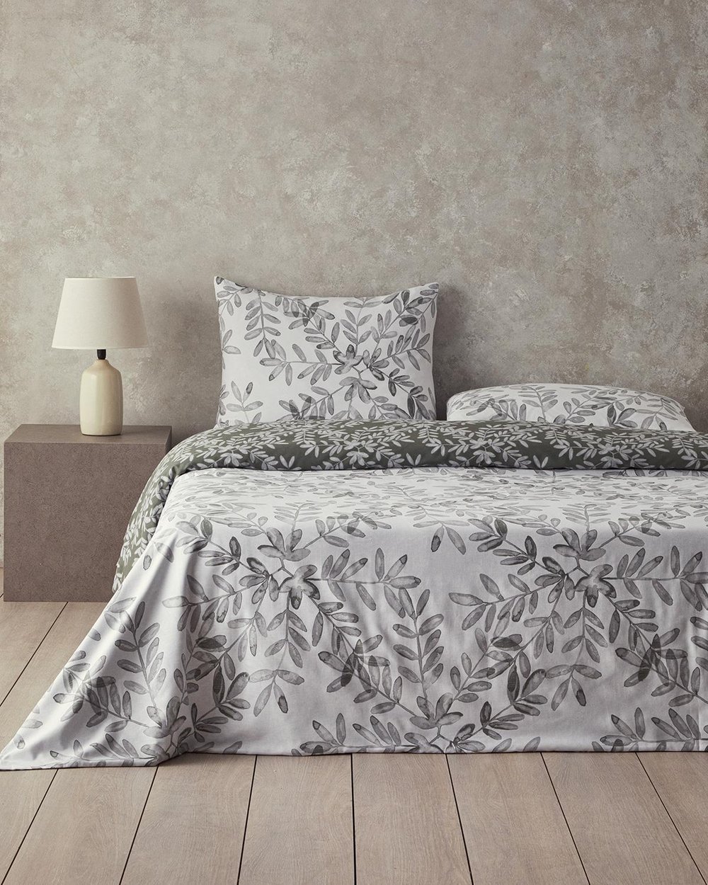 Olive Twig Set Lenjerie De Pat Single - Set Lenjerie De Pat Bumbac | English Home, 160 x 220 cm, Verde măsliniu