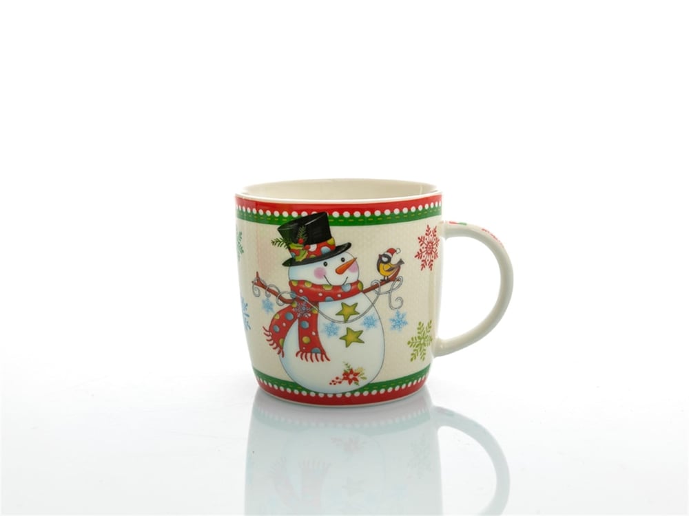Snowman Bone China Cup 300 ml Red