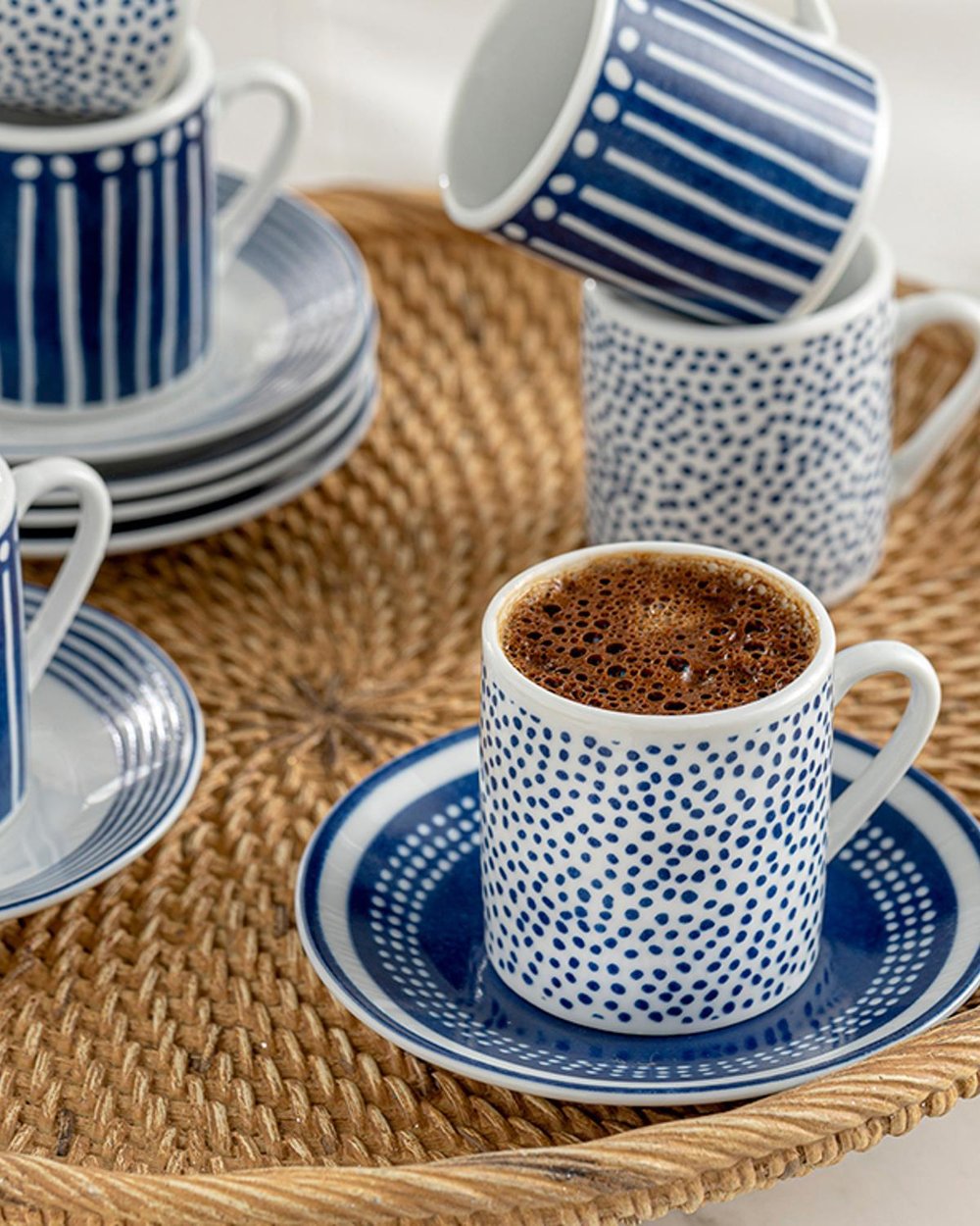 Orient Porcelain 12 Pieces 6 Servings Coffee Cup Set 80 ml Blue