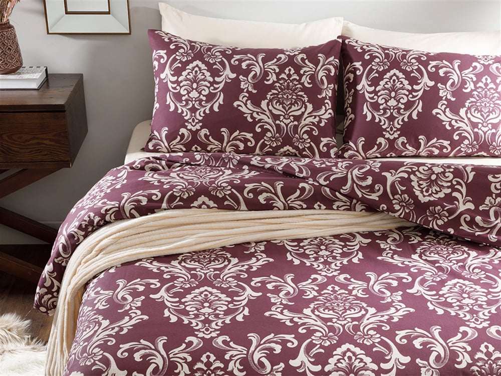 Ornamental Damasque Cu Bumbac Super King Set Lenjerie De Pat 260x220 cm mov