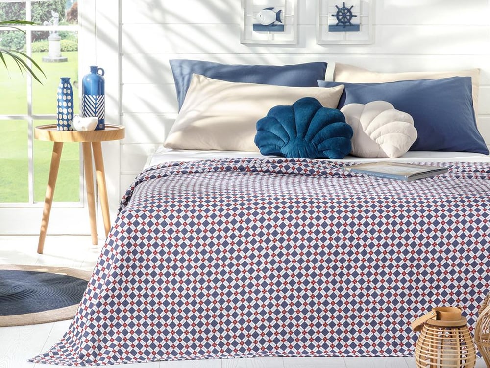 Oxford Imprimat Single Pătură De Vară 150x220 cm Bleumarin