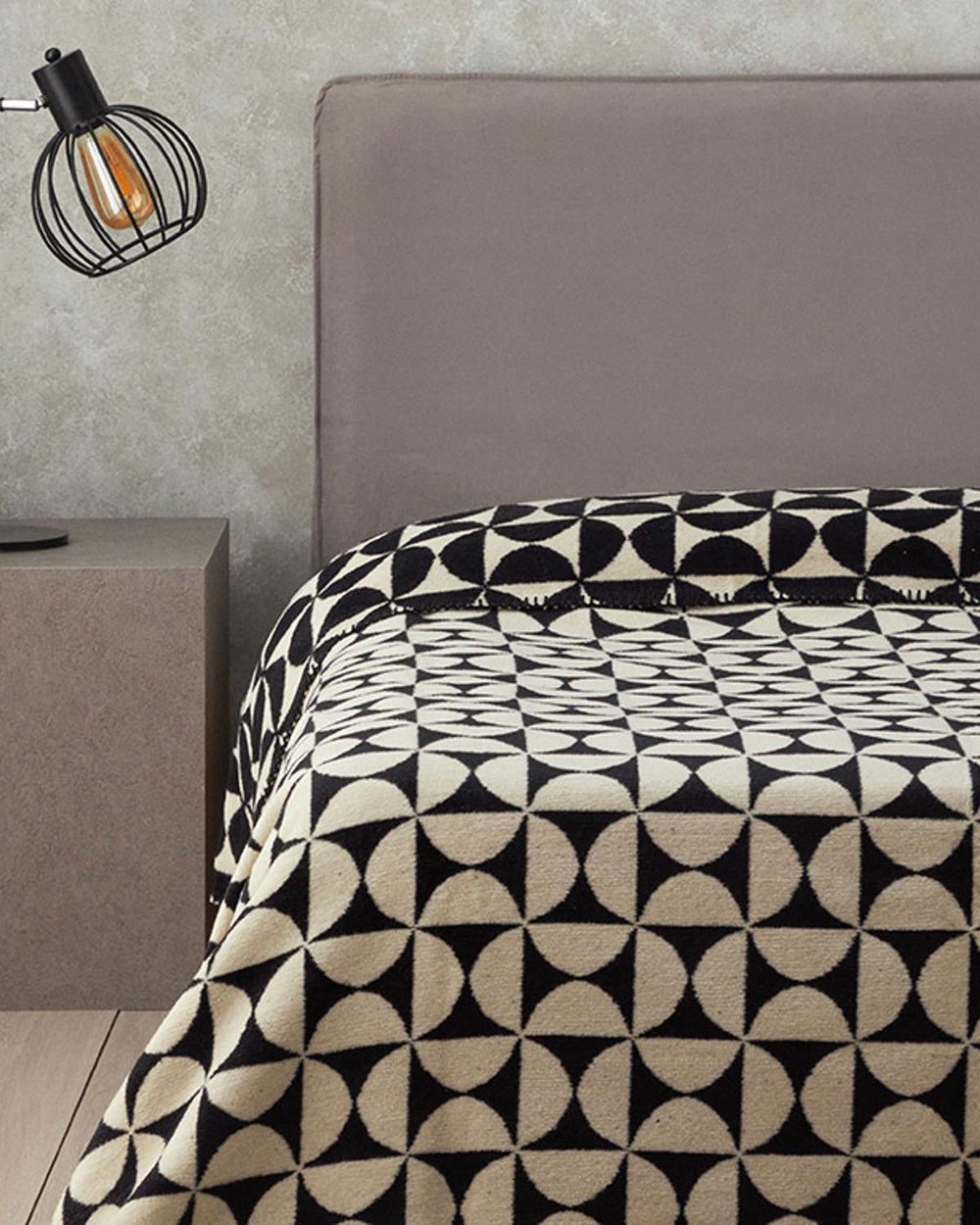 Cotton Double Blanket 200x220 cm Black