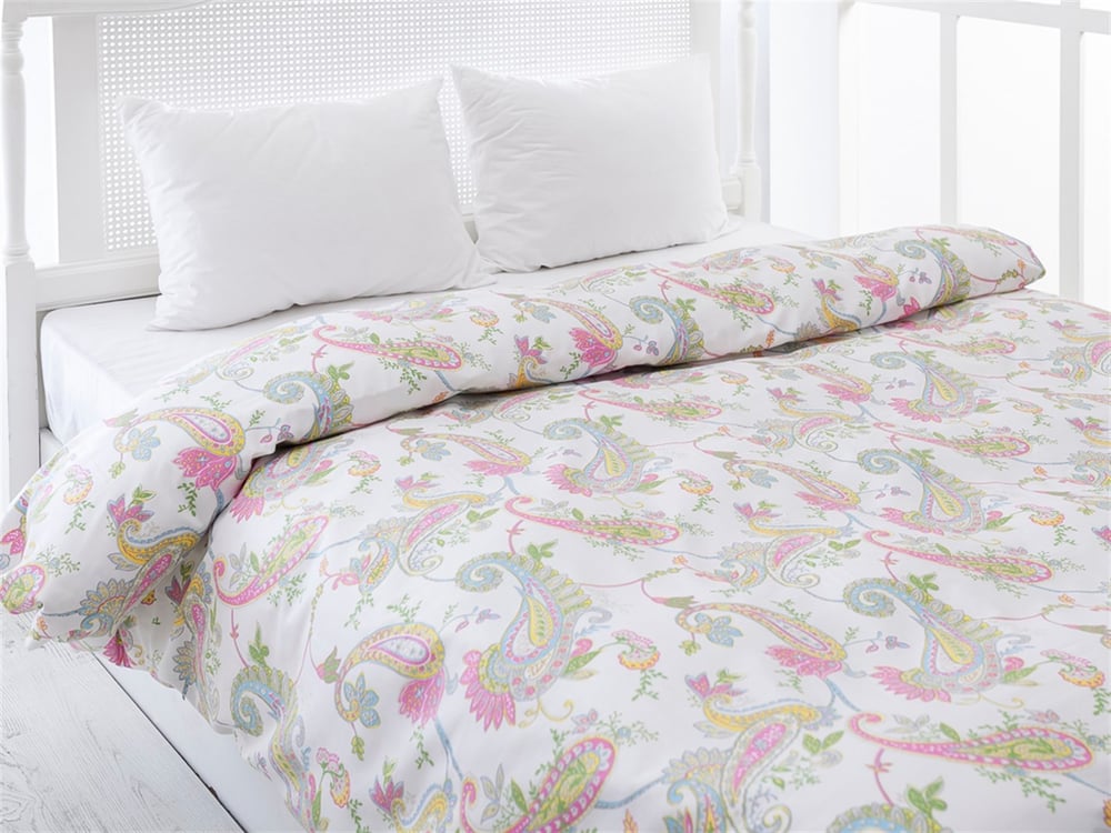 Paisley elegant Bumbac Satinat Single Lenjerie De Pat 160x220 cm Roz