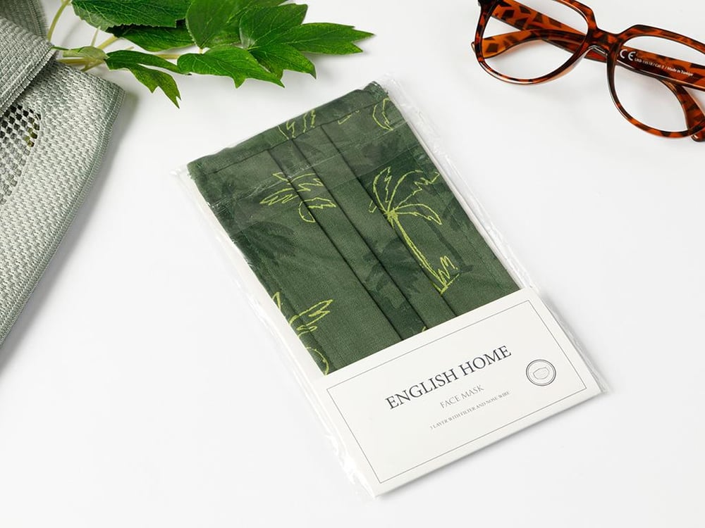 PALMS Bumbac Material Textil Mască 9,5 x 18 cm Verde Închis