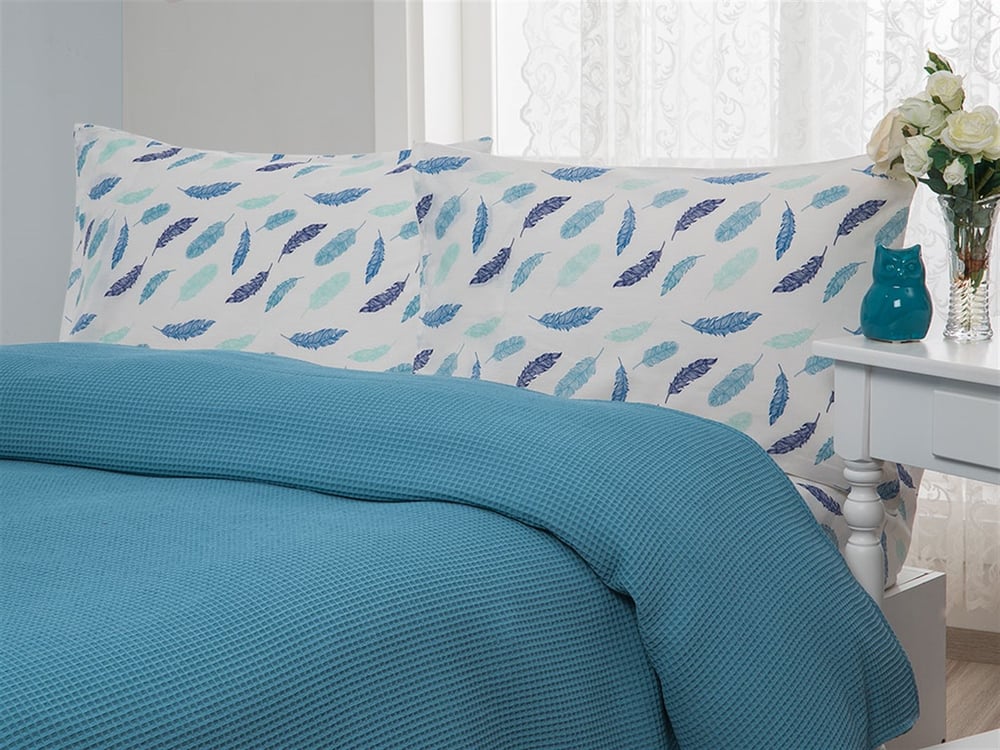 Pană  Cu imprimeu Pentru o persoana  SET CUVERTURĂ 150x220 cm Turcoaz