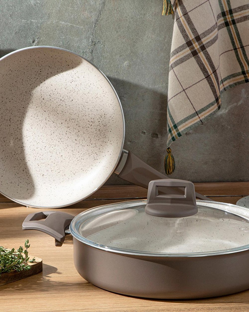 Paol Granite 3 Pieces Cookware Set 26-26 cm Gray
