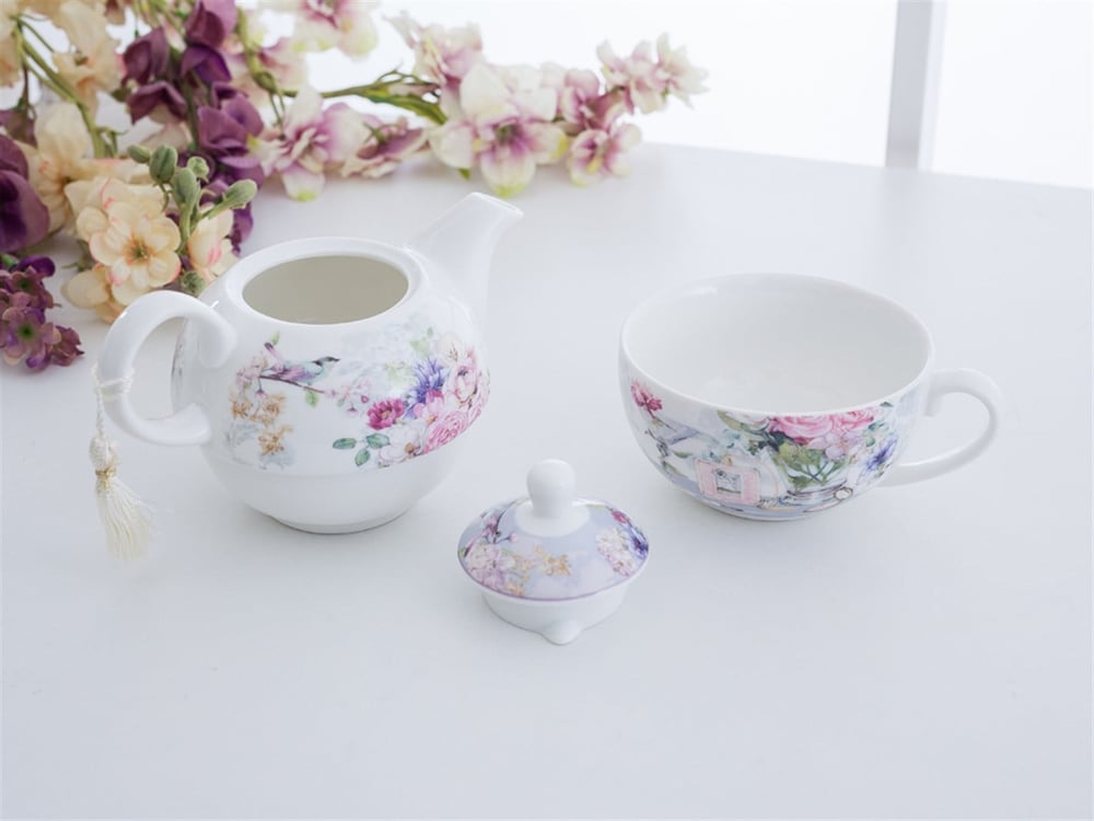 Perfume And Flower Porcelain Pot Set Light Lilac