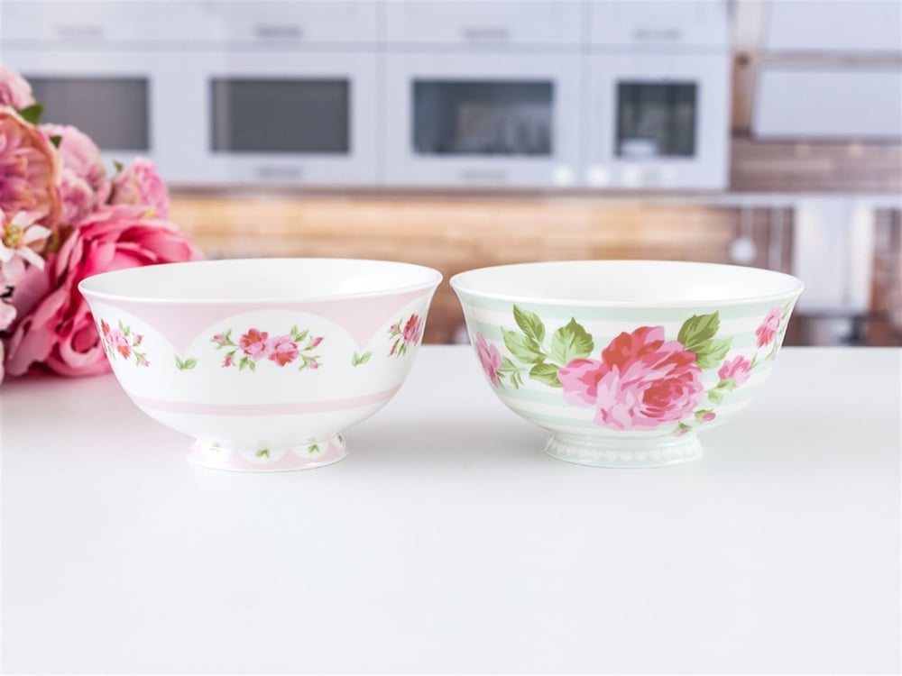 Pastel Lovers Bone China 2 pcs Bowl Pink