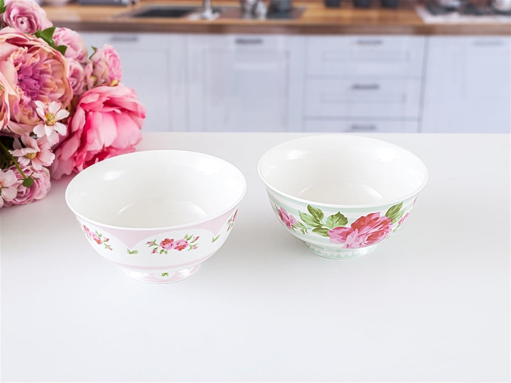 Pastel Lovers Bone China 2 pcs Bowl Pink