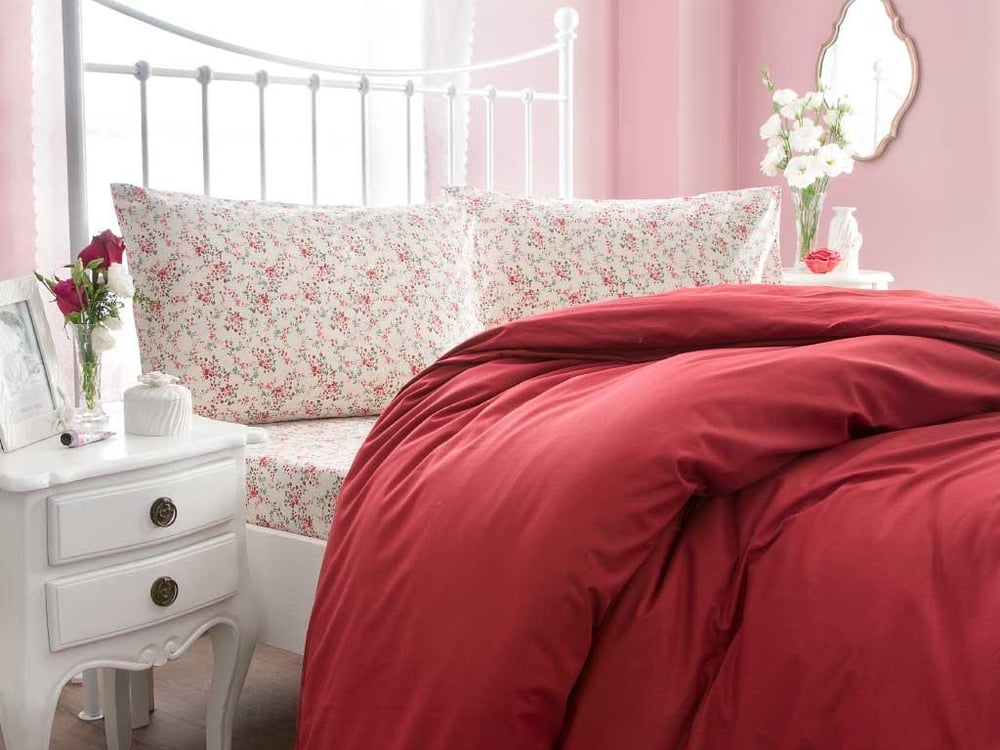 Petit Glam Bumbac Double Set Lenjerie De Pat 200x220 cm Bordo