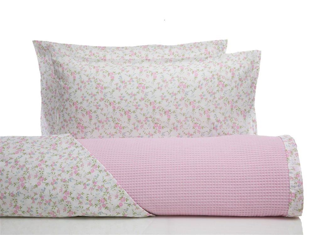 Petit Roses  Cu imprimeu Persoană dublă  SET CUVERTURĂ 200x220 cm Roz