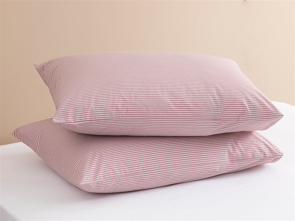 Petit Stripe Cu Bumbac Cu 2 Piese Față De Pernă 50x70 cm Roz - Gri