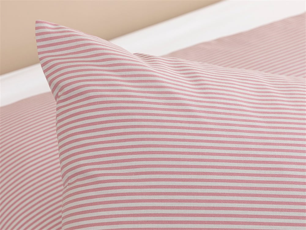 Petit Stripe Cu Bumbac Cu 2 Piese Față De Pernă 50x70 cm Roz - Gri