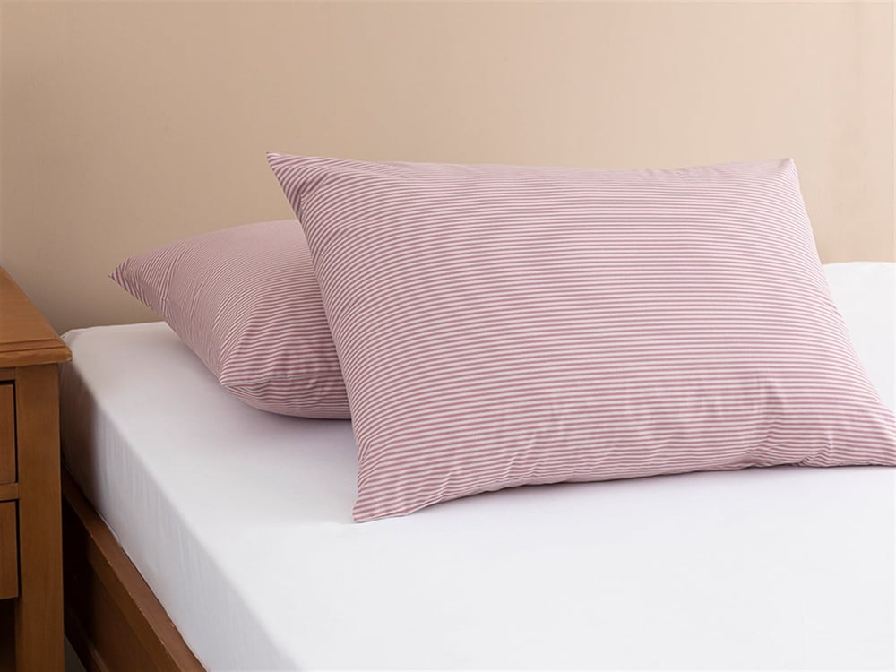 Petit Stripe Cu Bumbac Cu 2 Piese Față De Pernă 50x70 cm Roz - Gri
