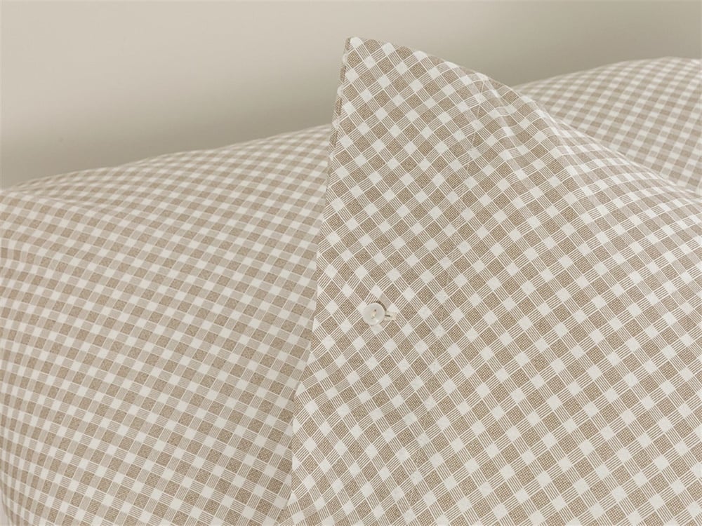 Pin Check Cu Bumbac Cu 2 Piese Față De Pernă 50x70 cm Bej