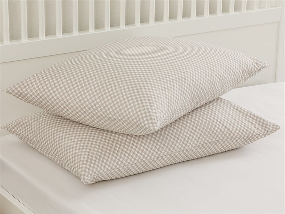 Pin Check Cu Bumbac Cu 2 Piese Față De Pernă 50x70 cm Bej
