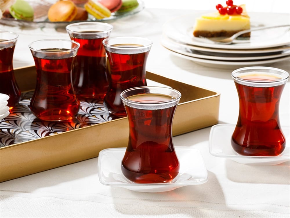 Pinacone Glass 12 Pieces Tea Set 100 ml White