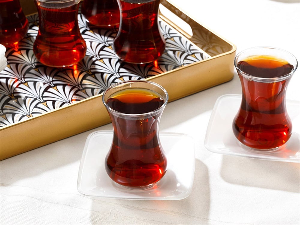 Pinacone Glass 12 Pieces Tea Set 100 ml White