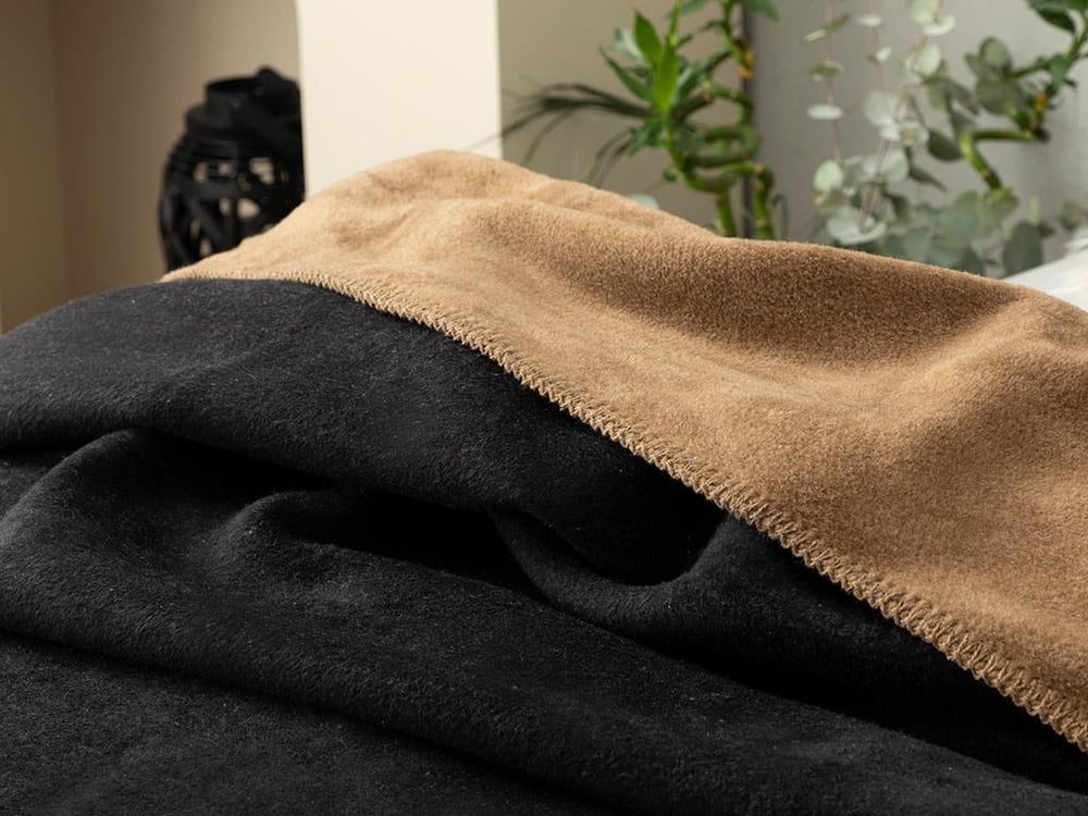 Plain Cu Bumbac Double Pătură 200x220 cm Negru - Bej