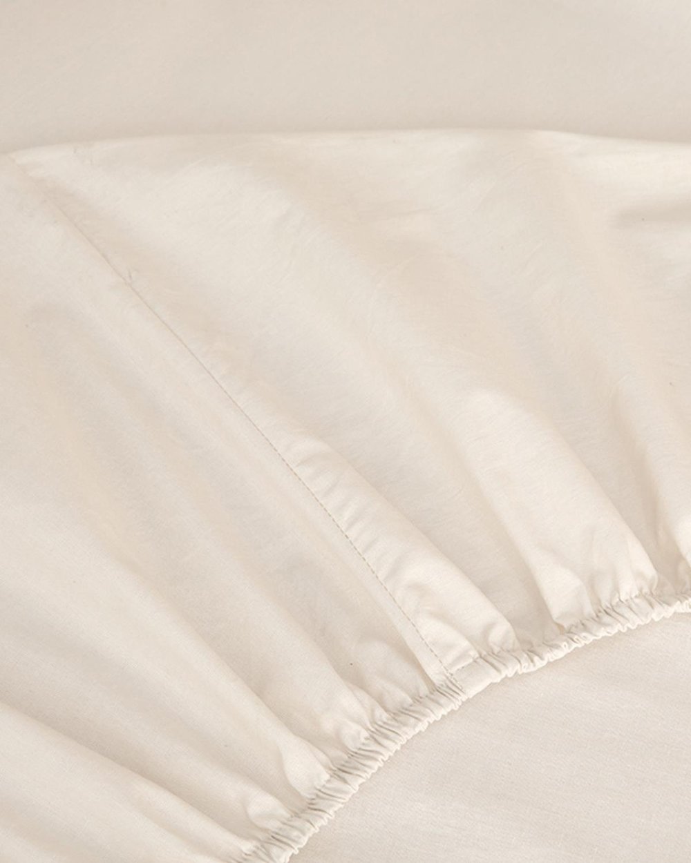 Plain Cu Bumbac Double Cearșaf Cu Elastic 160x200 cm Crem.