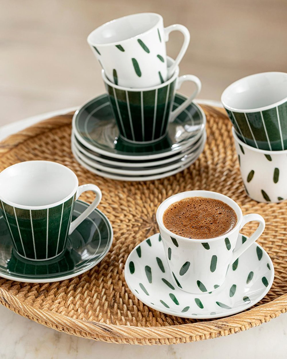 Planet Porcelain 12 Parça 6 Kişilik Coffee Cup Set 80 ml Green
