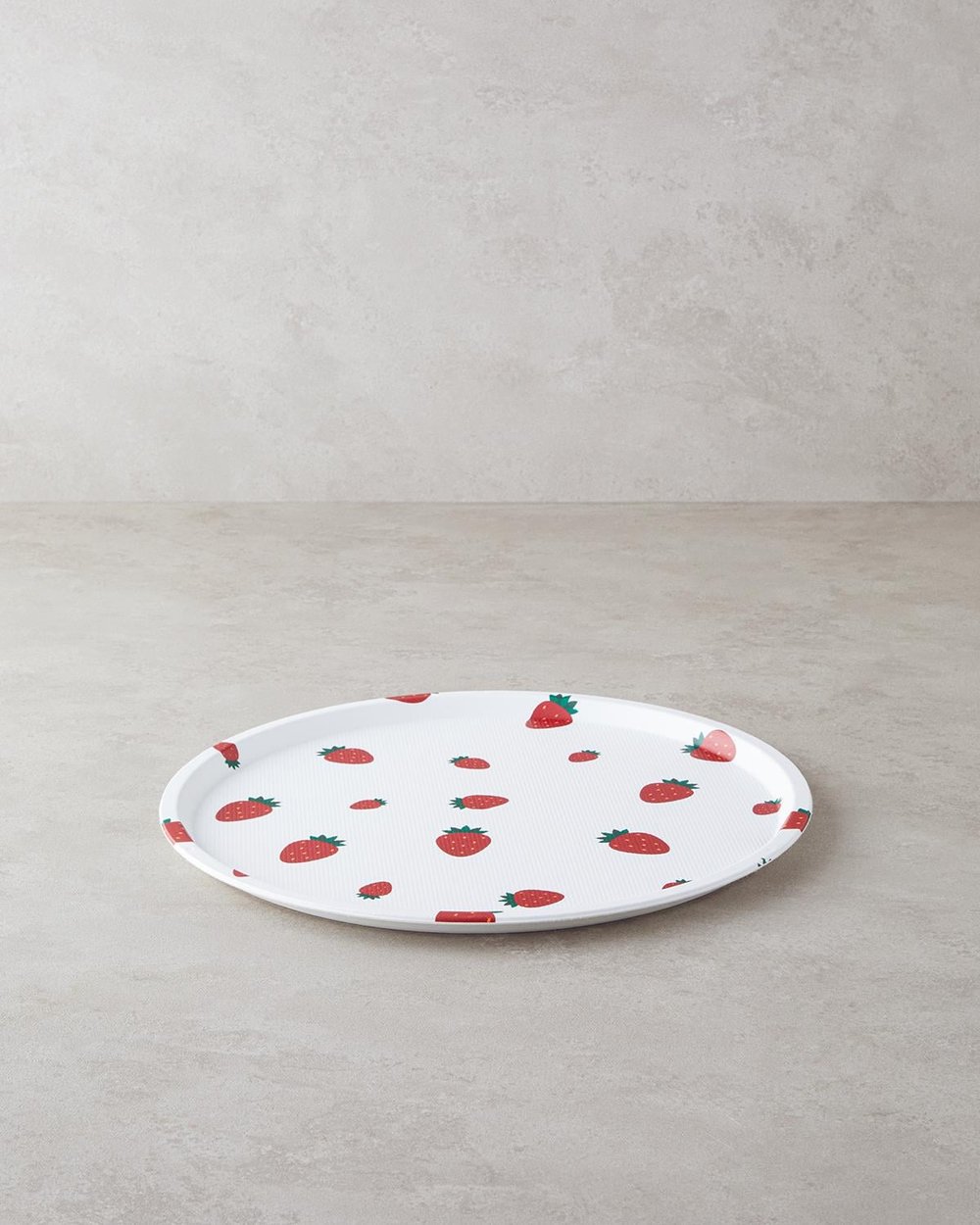 Tava servire, Strawberries, plastic, 36 cm, alb - rosu