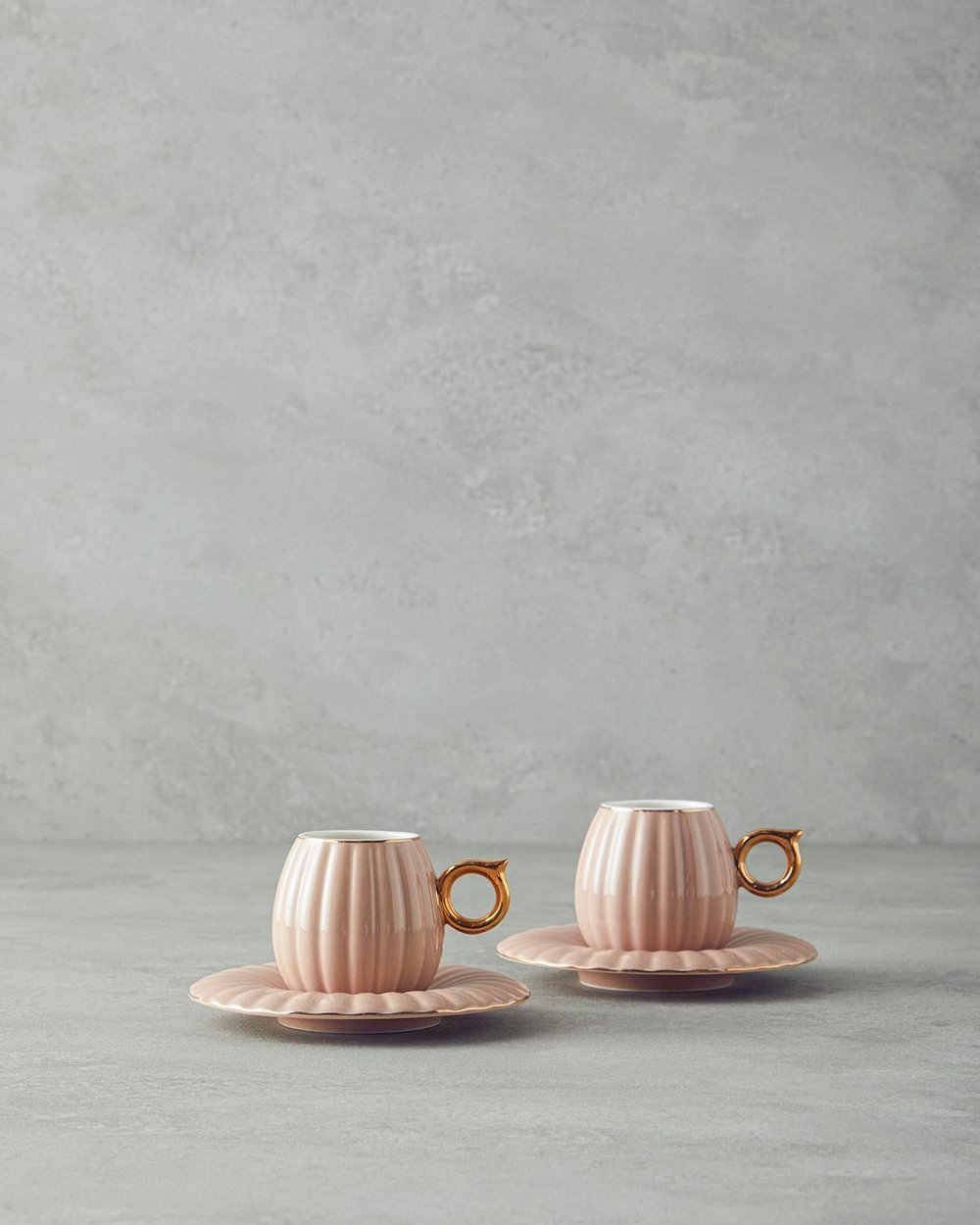 polcă Porțelan New Bone China 4 Piese 2 Persoane Set De Cești De Cafea 90 ml Pudră