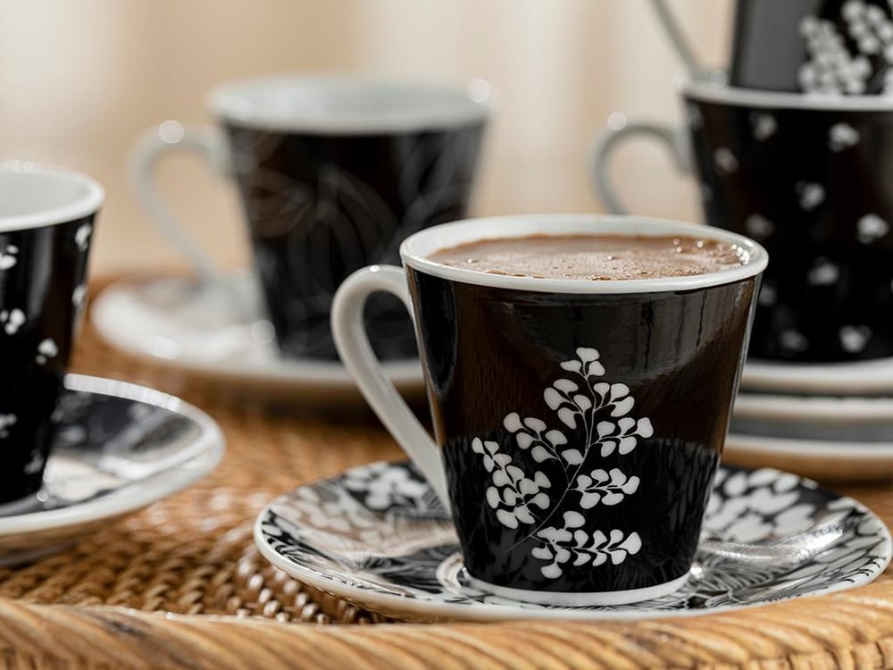 Prezzie Porcelain 12 Pieces Coffee Cup Set 80 ml Black