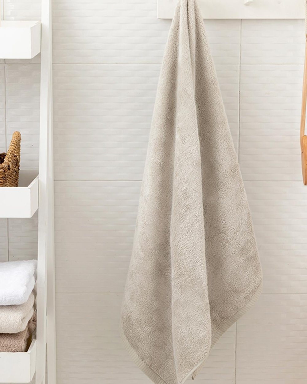 Prosop de baie, Leafy, 55% bumbac 45% bambus, 70x140 cm, bej