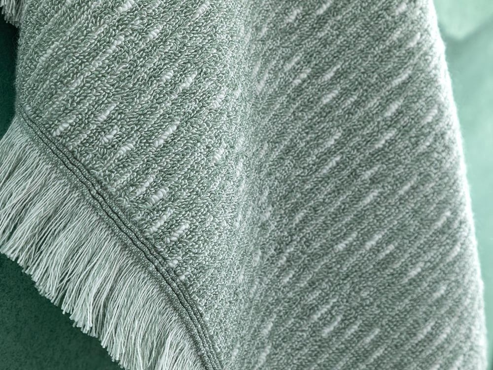 Hybrid Cottony fringed Face Towel 50x70 cm Ecru-Green