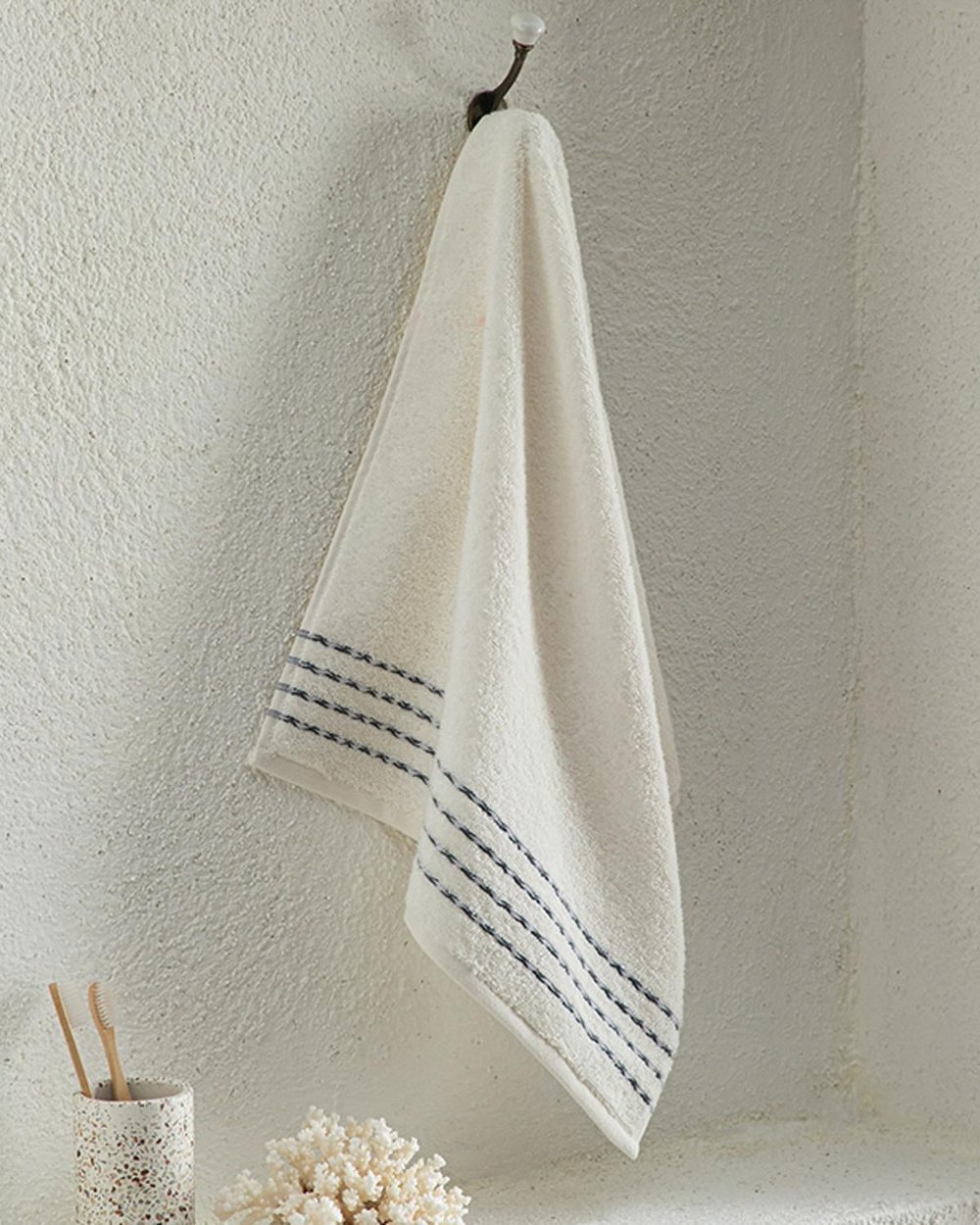 Soft Wave Cottony Face Towel 50x70 cm Ecru