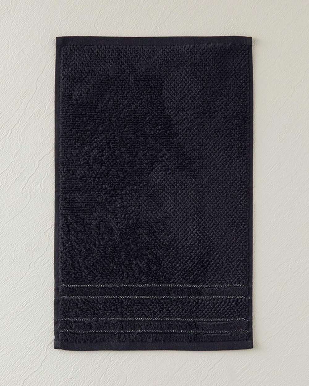 Prosop de maini, Highlight, bumbac cu fir argintiu,30x45 cm, negru
