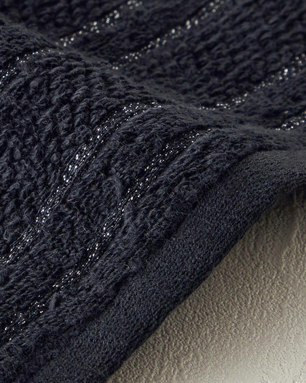 Prosop de maini, Highlight, bumbac cu fir argintiu,30x45 cm, negru