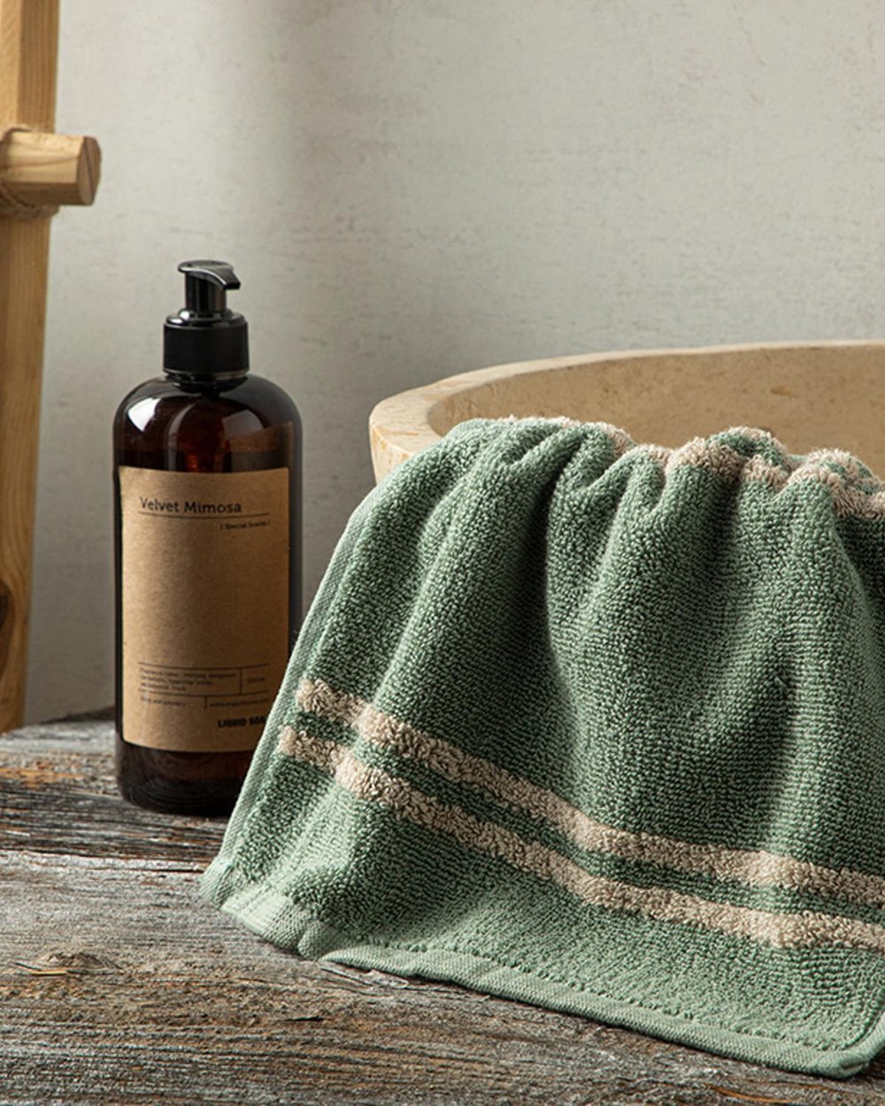 Toretto Cottony Hand Towel 30x40 cm Green-Beige